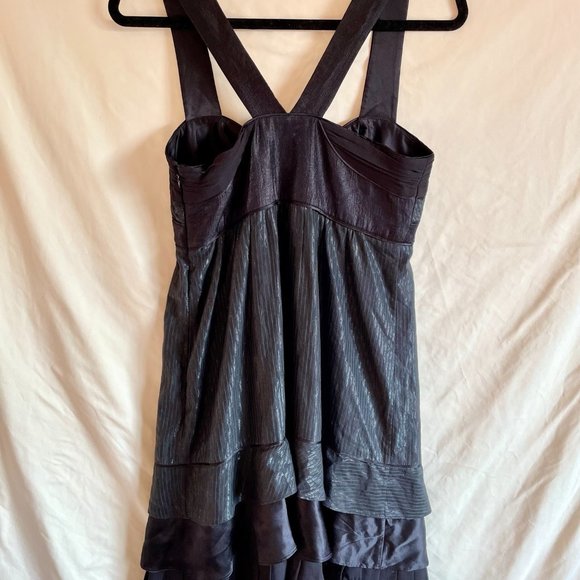 *LIKE NEW* ERICA DAVIES, Black Mixed Fabric Layered Hem Cocktail Dress - Picture 8 of 8